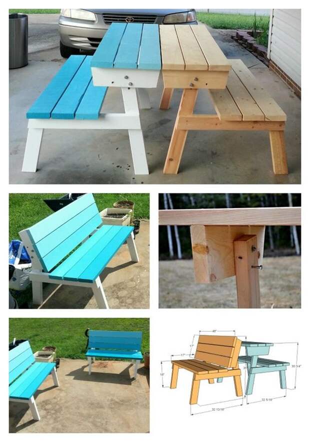 Build a Picnic Table that Converts to Benches | Free and Easy DIY Project and Furniture Plans: 