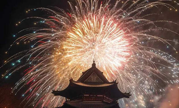 Самый большой фейерверк в мире на видео. Заряд был размером со стиральную машину