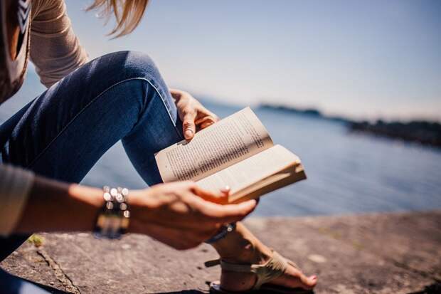 Чтение, Книги, Девочка, Женщина, Солнечный Свет, Озеро