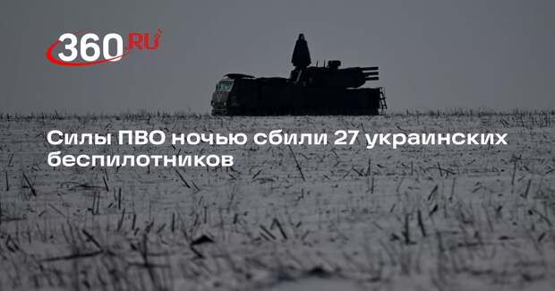Минобороны: силы ПВО ночью сбили 27 БПЛА ВСУ над регионами России