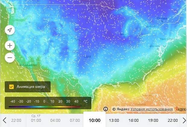 Источник. Карта температур на североамериканском побережье