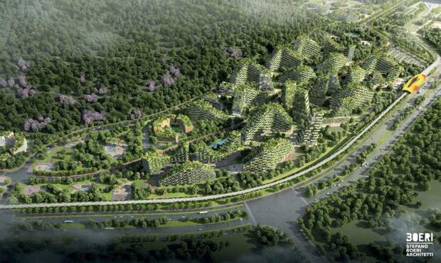 Китайцы строят первый в истории современный «лесной город», который будет состоять из 40 тыс. деревьев в мире, воздух, деревья, китай, лес, природа, стройка, экология