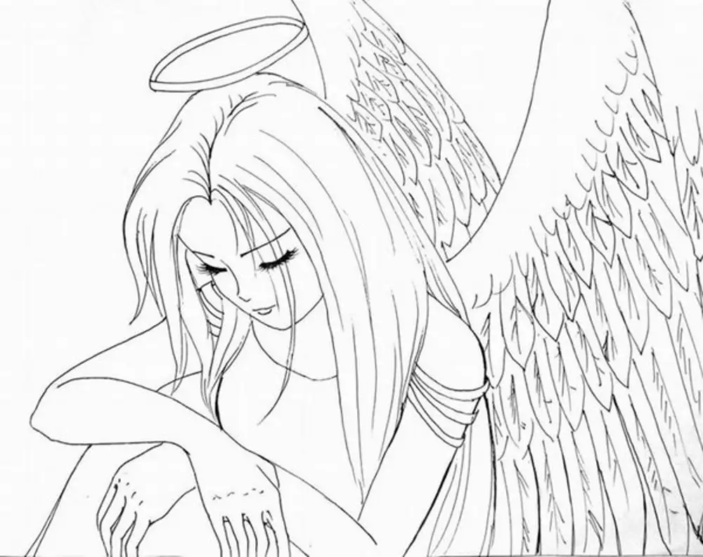 Раскраски для девочек аниме ангелы