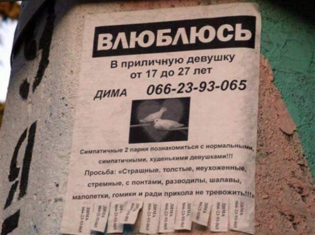 17 прикольных объявлений, авторы которых ищут вторую половинку