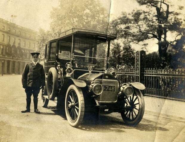 Wolseley-Siddeley лимузин и шофер, Лондон, 1906-1907 винтажные фото, история, олдтаймер, ретро, ретро авто, ретро фото, старина, фото