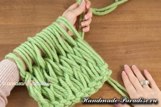 Вязание руками объемного шарфа: мастер-класс 6