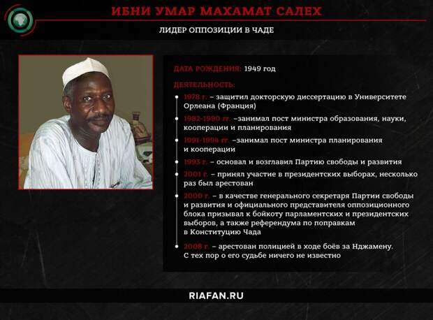 Лидер оппозиции в Чаде Ибни Умар Махамат Салех