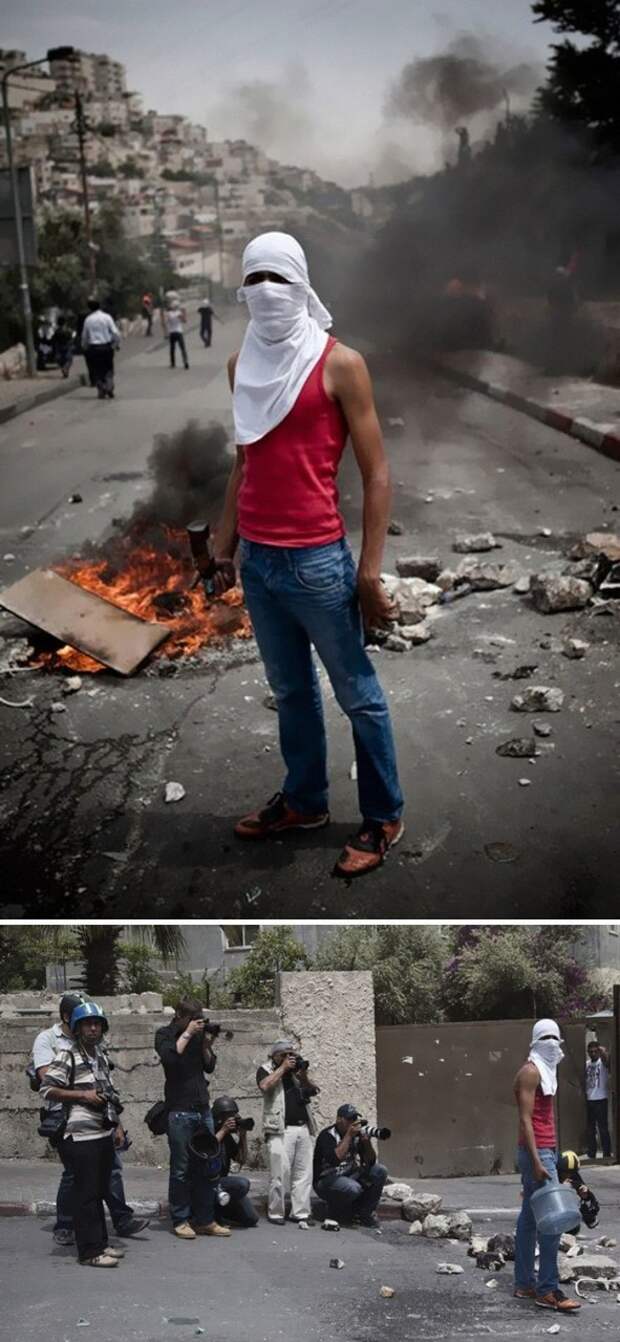 Антиизраильские протесты палестинских подростков. Юный герой на фоне огня... media, все дело в фокусе, манипулирование, новости наша профессия, познавательно, с какой стороны посмотреть, сми, фотографии