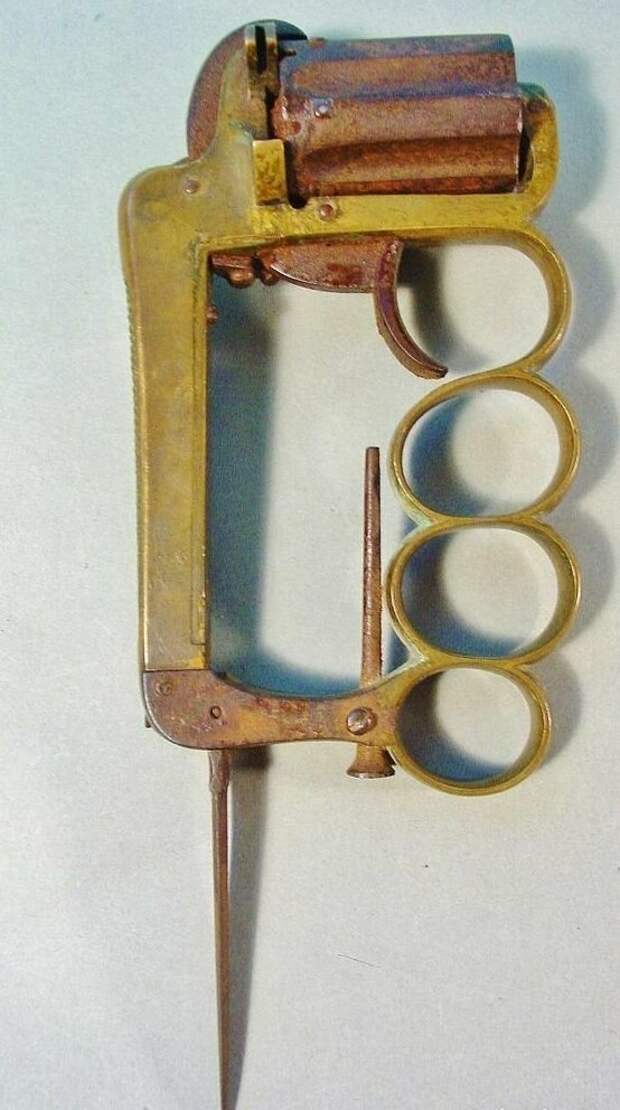 Револьвер, кастет и карманный нож, Франция, около 1900 года антиквариат, интересное, история, опасное, оружие, старина, страшное, факты