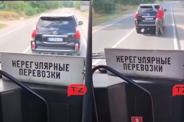 Пассажир автобуса наказал автохама на "Лексусе", мешающего движению