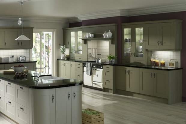 серый и светло серый цвет фасада кухни 