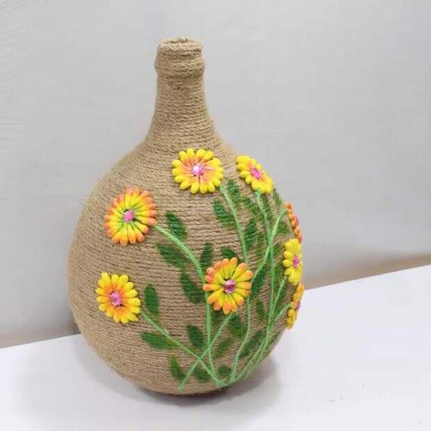 Комбинированная ваза с декором из шпагата 0