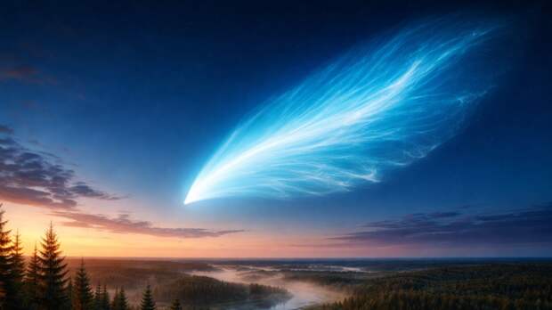 В небе над Коми увидели ярко-голубой шлейф