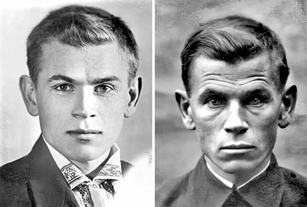 18. Художник Кобытев Евгений Степанович до и после участия в Великой отечественной войне. Между двумя фотографиями прошло всего четыре года (1941-45) 18. Художник Кобытев Евгений Степанович до и после участия в Великой отечественной войне. Между двумя фотографиями прошло всего четыре года (1941-45)