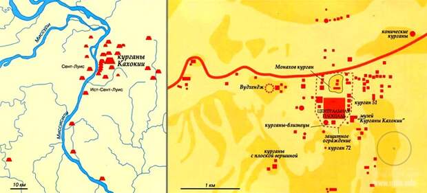 карта курганов Кахокия