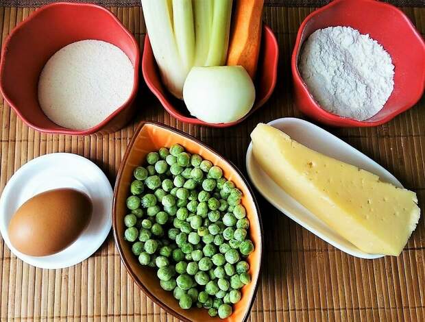 ингредиенты для Овощного супа с сырными клёцками