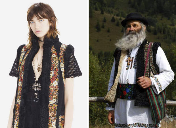 Одежда от Dior и национальная одежда Румынии.