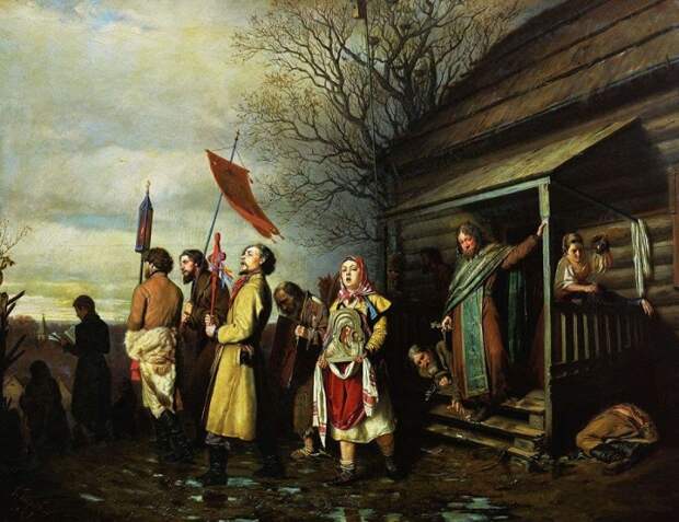 Василий Перов. «Сельский крестный ход на Пасху». 1861 г. Василий Перов. «Сельский крестный ход на Пасху». 1861 г.