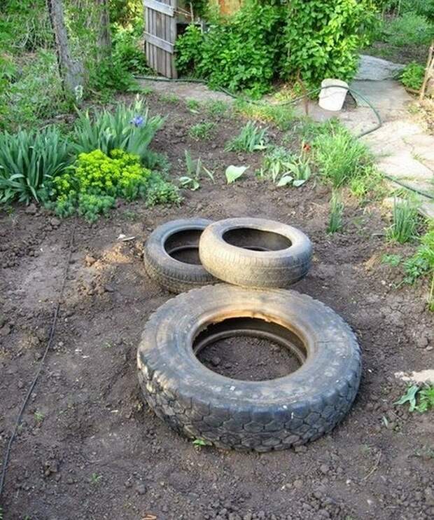 мини пруд из шины
