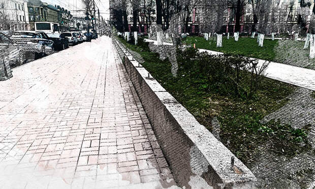 В Орле демонтировали чугунный забор в сквере Танкистов