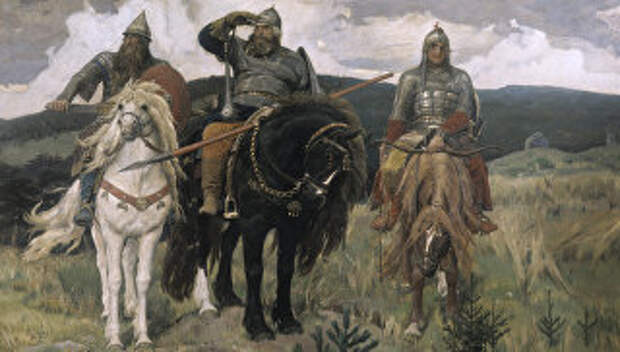 Репродукция картины В. М. Васнецова Три богатыря.
