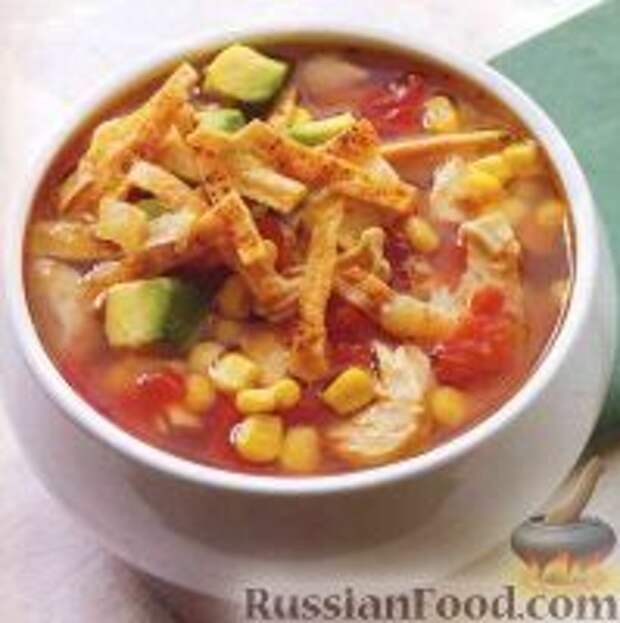 Фото к рецепту: Быстрый куриный суп с кукурузой