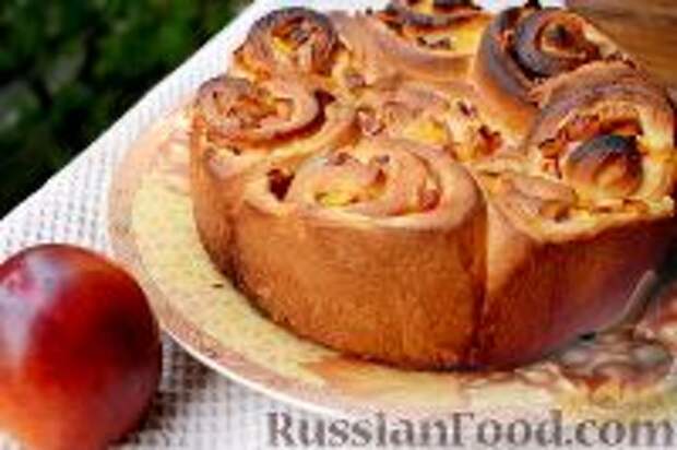 Фото к рецепту: Дрожжевой пирог с нектаринами
