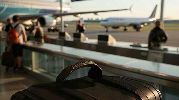 Багаж на фоне самолета / Фото: создано в нейросети