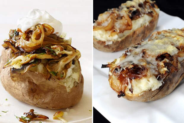 запеченный картофель с грибами и луком