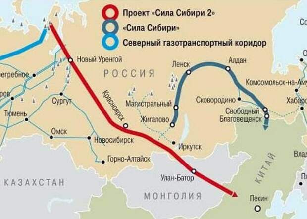 Маршрут газопровода "Сила Сибири-2"