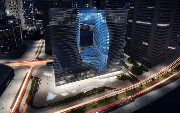 21-Story Floating Opus Office Tower. Zaha Hadid Architects.