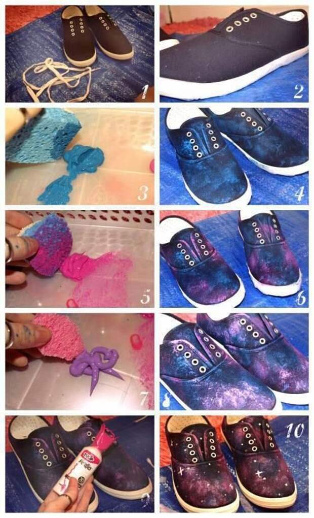 I've been looking and looking for a good diy for a galaxy shirt and I can't find one this is perfect. Even if it is on a pair of shoes lol: 