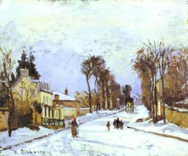 The Road to Versailles at Louveciennes . (1869). Писсарро, Камиль