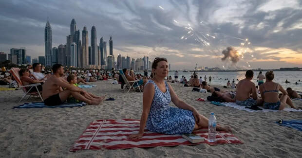 Русские туристы не стали уходить с пляжа в Дубае во время работы ПВО
