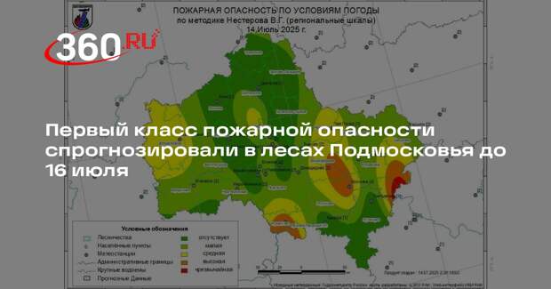 Первый класс пожарной опасности спрогнозировали в лесах Подмосковья до 16 июля