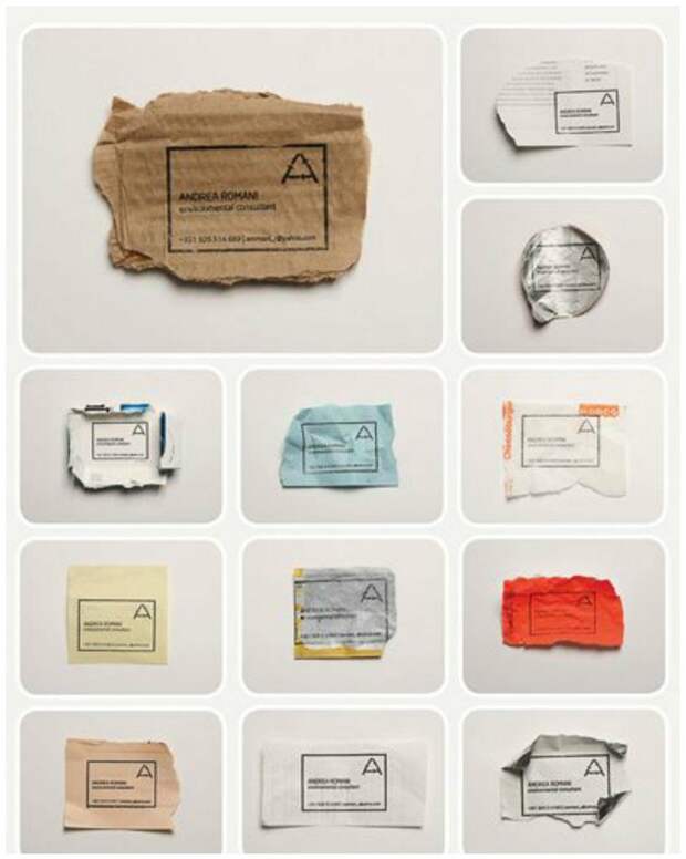 Экологичные визитки на клочках использованной ранее бумаги визитки, дизайн, идеи, креатив, оригинально