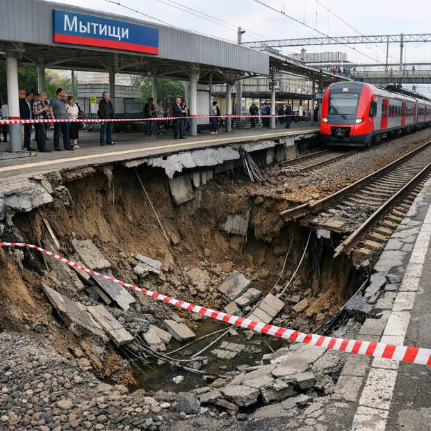Платформа обрушилась на ж/д станции в Мытищах