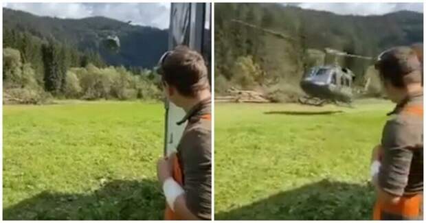 Наблюдавшего за приземлением вертолета парня ждал неприятный сюрприз