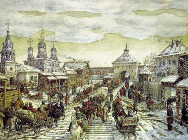 У Мясницких ворот Белого города в XVII веке. 1926