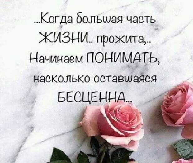 Когда большая часть жизни прожита начинаем понимать насколько оставшаяся бесценна картинки