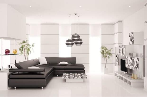 Дизайн гостиной в стиле хай тек. / Фото: designer-info.ru