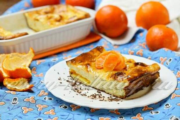 Творожная запеканка с овсянкой и мандаринами