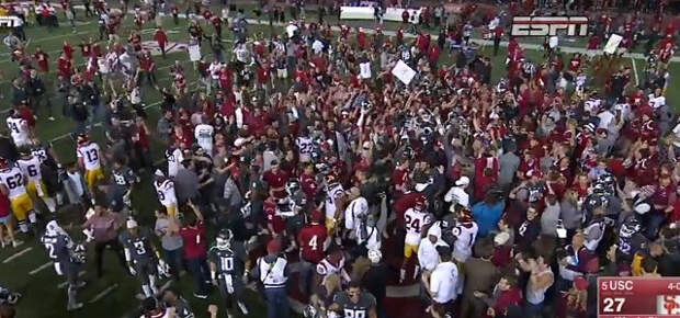 Washington State Police Seeking Felony Charges For USC Player Who Trucked Fan Running On Field