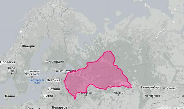 ЦАР если наложить ее на территорию европейской части нашей России