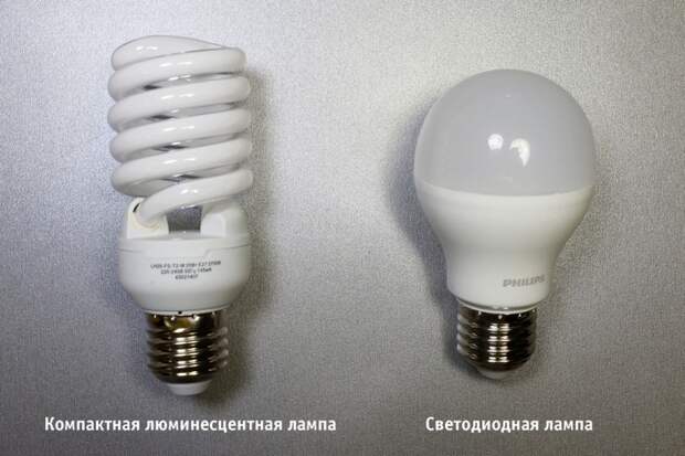 Компактная люминесцентная лампа и светодиодная лампа