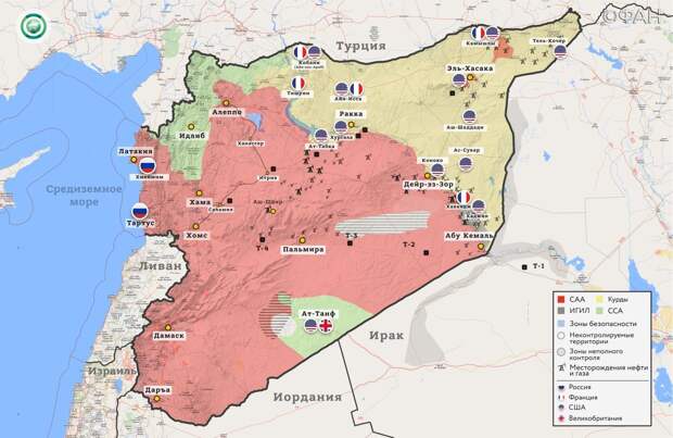 Карта военных действий в Сирии