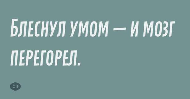 Блеснул умом — и мозг перегорел.