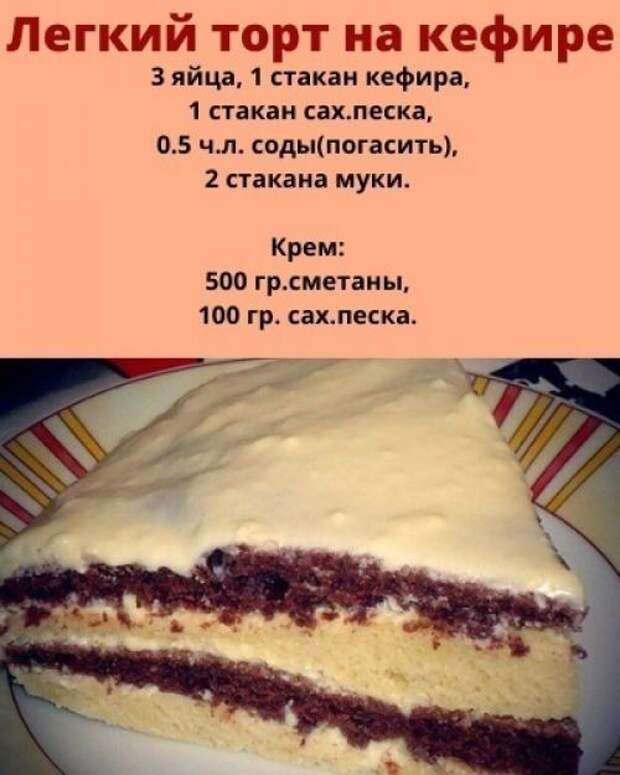 Торт на кефире простой и вкусный