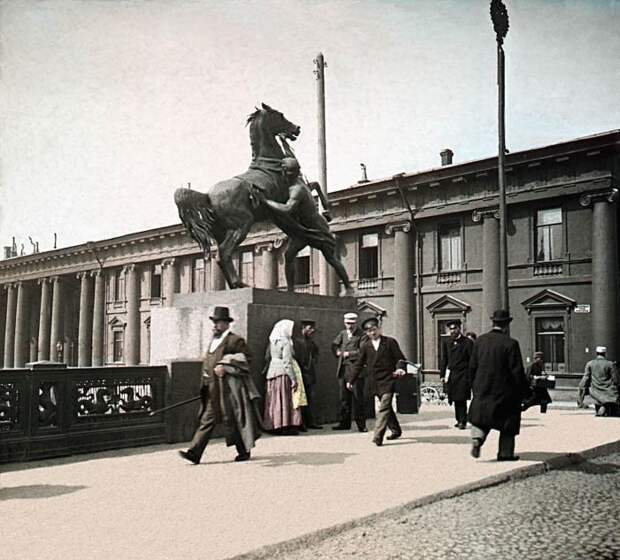 Аничков мост. Санкт-Петербург, 1896 г. история, прошлое, фото