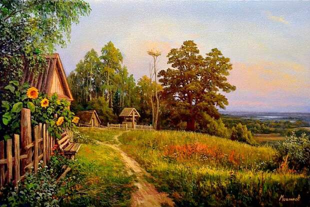 Художник А.А.Мельников. "В деревне".